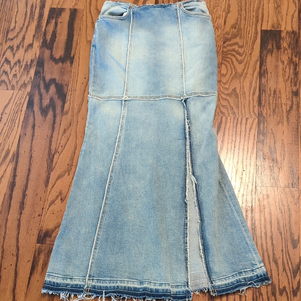 Re/Done Light Blue Denim Maxi Skirt